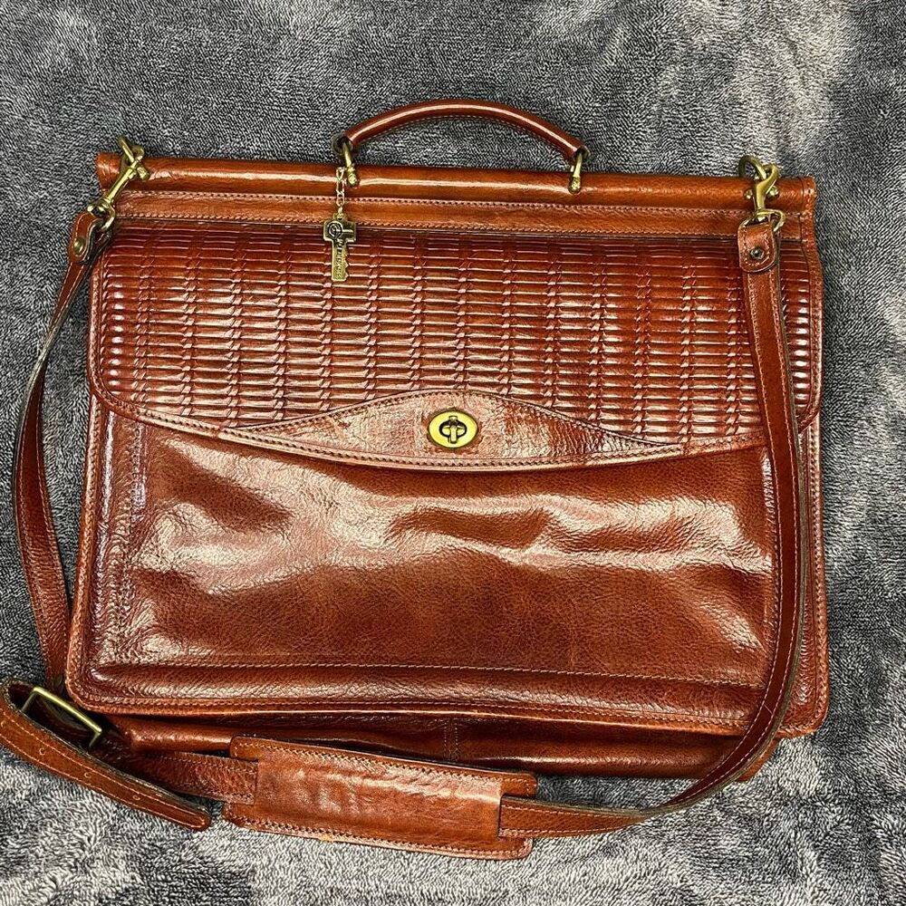 Vintage Jack Georges Leather Briefcase Made in USA Brown Messenger Bag
